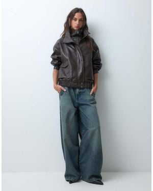 ASOS Bomber Oversize Effetto Pelle Con Collo A Imbuto Color Cioccolato - Marrone