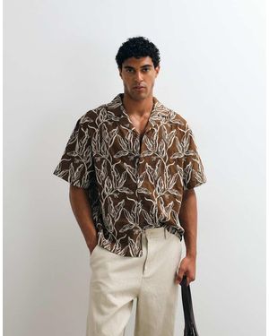 ASOS Oversized Shirt With All Over Embroidery - Metallic