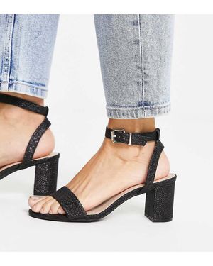 Dune Wide Fit Dune London Wide Fit Meye Block Heel Two Part Sandals - Black