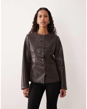 Gina Tricot Shaped Pu Blazer Top - Black