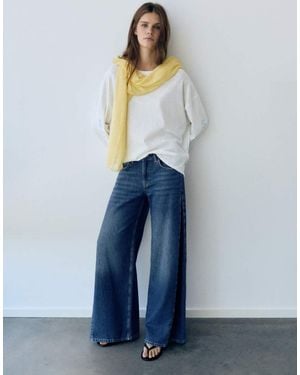 Pull&Bear Jeans Met Wijde Pijpen - Blauw