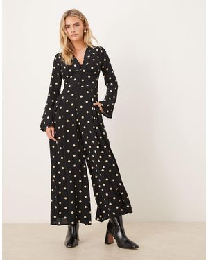 Nobody's Child Petite Valencia V Neck Button Front Jumpsuit - Black