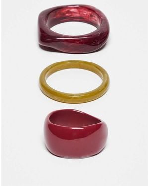ASOS Pack Of 3 Mixed Shaped Bangles - Red