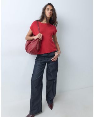 Mango T-shirt en maille à manches courtes - Rouge