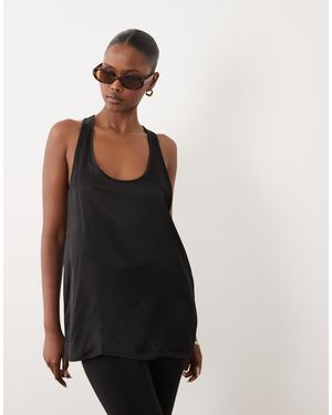 ARKET Satin Vest Top With Racer Back - Black