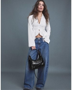 Stradivarius Hemd aus popeline mit raffungen - Blau