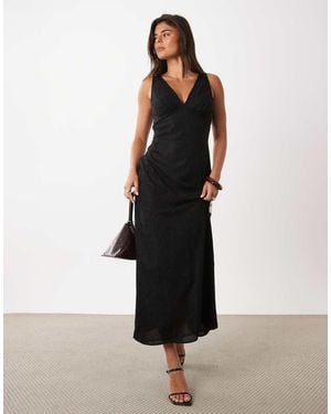 Nobody's Child Joey Jurk Met Kanten Overlay, Diepe Hals En Midi-Lengte - Zwart