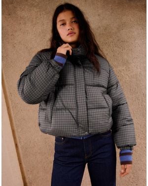 Bershka Oversize karierte wattierte jacke - Grau