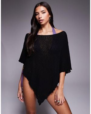 ASOS – gestrickter strand-poncho - Schwarz