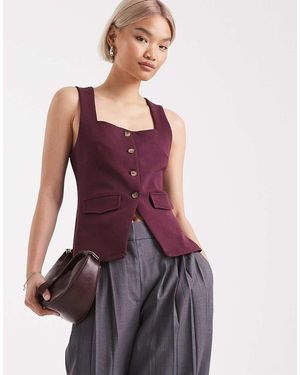 New Look Jersey Square Neck Waistcoat - Red