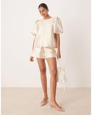 Amy Lynn High Shine A-Line Tailored Shorts Co-Ord - Natural
