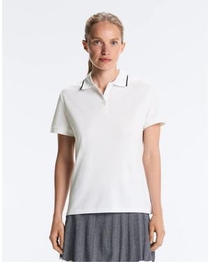 Oysho Contrast Piqué Cotton Short-Sleeved Polo Shirt - White