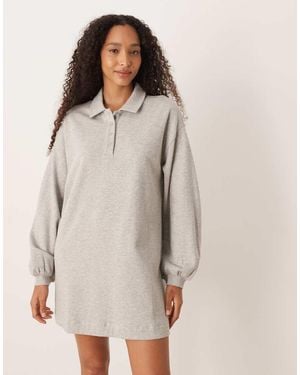 ASOS Cotton Polo Shirt Sweat Mini Dress - Natural