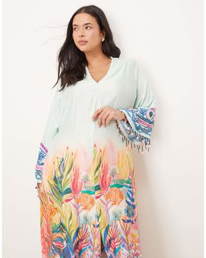 Hope & Ivy Plus Tie Waist Kimono Wrap Midi Dress - White
