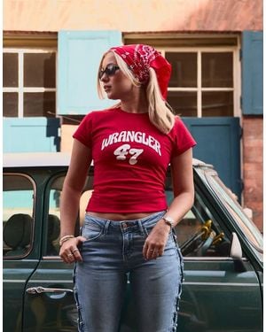 Wrangler Aansluitend Band-T-Shirt - Rood