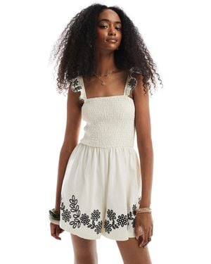 Miss Selfridge Embroidered Frill Sleeves Romper - White
