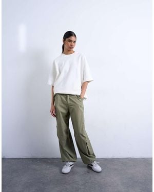 TOPSHOP Ripstop Cargo Trouser With Drawcord Hem - White