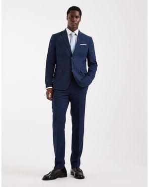 SELECTED Linen Blend Slim Fit Trousers - Blue