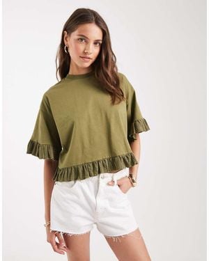 Miss Selfridge Ruffle Hem Tshirt - Green
