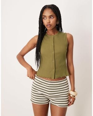 Vila Button Front Vest - Green