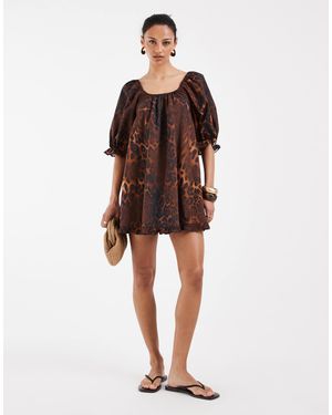 ASOS Frill Sleeve Trapeze Dress - Red
