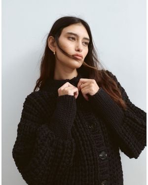 ARRANGE Premium Oversized Hand Knit Cardigan - Black