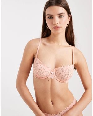 Lindex Billie Lace Non Padded Underwired Balconette Bra - Natural