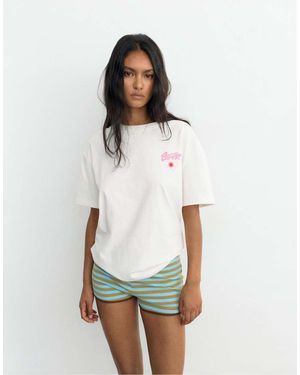 Pull&Bear Stwd Flower T-Shirt - White