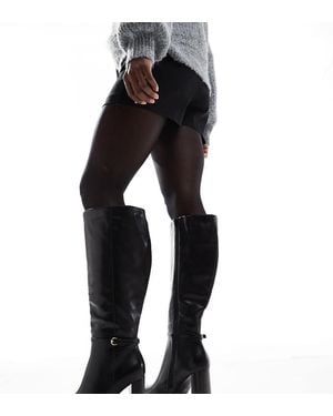Yours Knee High Heeled Boots - Black