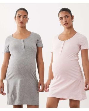 Mama.licious Mamalicious Maternity 2 Pack Nightdress With Nursing Function - Pink