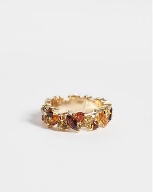 ASOS Bague en résine ambrée, finition e, avec sac cadeau - Blanc