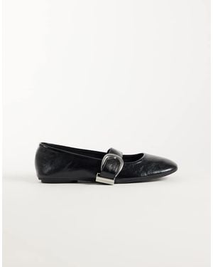 ASOS Lotus Buckle Detail Mary Jane Ballets - White