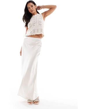 4th & Reckless Satin Column Maxi Skirt - White