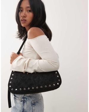 Weekday Schoudertas Van Imitatiesuède Met Studs - Zwart