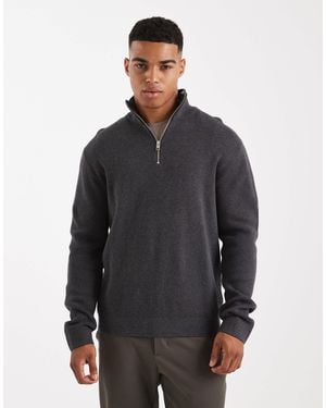 Jack & Jones Premium 1/4 Zip Sweater - Grey
