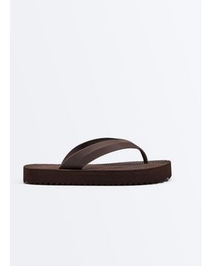 Oysho Textured Platform Beach Sandals - Brown