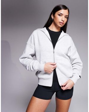 4505 Icon Rest Day Heavyweight 440gsm Cotton Zip Up Oversized Hoodie - White