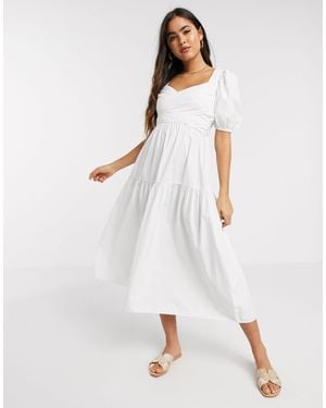 Stradivarius Vestido midi - Blanco