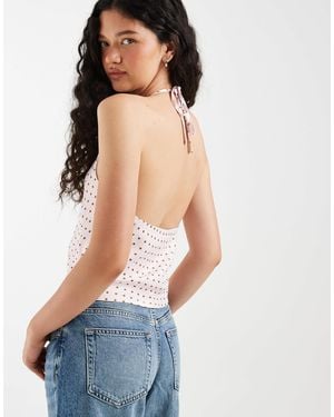 ASOS Satin Scoop Halter Top - Blue