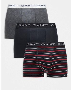 GANT Confezione Da 3 Paia Di Boxer Aderenti Rossi A Righe E Neri Con Fascia - Blu