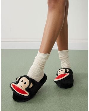 Daisy Street X Paul Frank Fluffy Slippers With 3D Face - Green