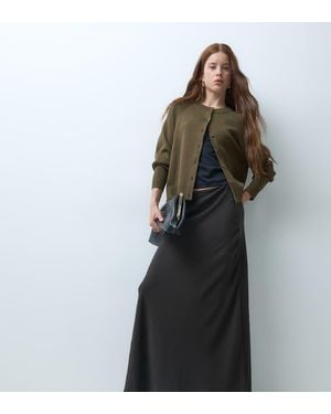 JDY Petite A-Lijn Satijnen Maxi Rok - Zwart