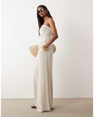 Miss Selfridge Tailored Linen Look Palazzo Trousers - Natural