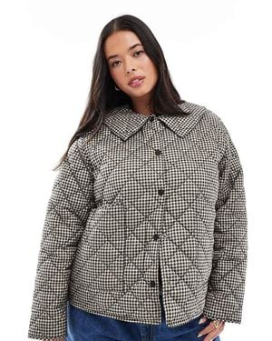 ONLY Chaqueta A Cuadros Vichy Negros Guateada De - Gris