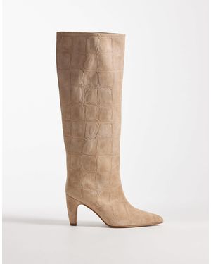 Bronx Low-jadey Kitten Heel Knee Boots - Brown