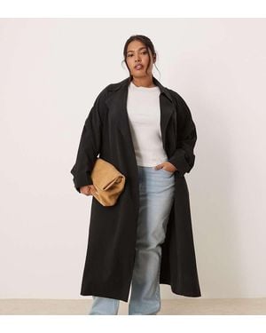 ASOS Asos Design Curve Waterfall Collar Trench Coat - Black