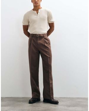 ASOS Tailored Belted Wide Leg Trousers - White