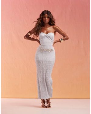 ASOS Glitter Textured Bandeau Midi Dress - Orange