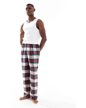 ASOS – lounge – gebürstete hose mit em schottenkaro - Weiß