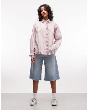 Collusion Oversized Frill Shirt - Pink